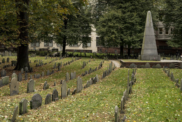 Boston Common's burial ground, historical figures from American Revolution, in Boston MA, USA - Photo, Image