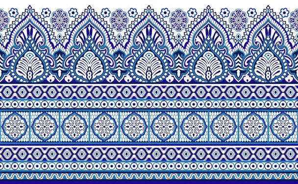 Bordo blu senza cuciture con elementi di design asiatici tradizionali su sfondo bianco
 - Foto, immagini