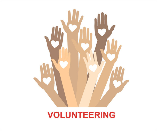 volunteering banner, charity hands, vector illustration concept design - Vector, Image