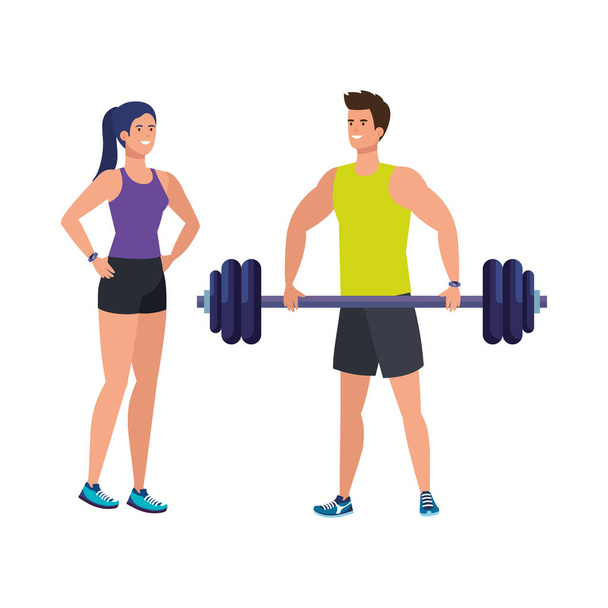 young couple athlete avatar character - Vector, Image