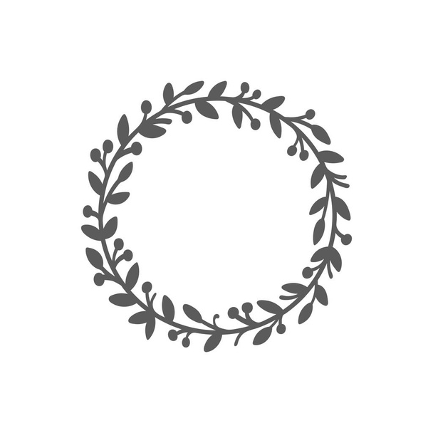 Christmas wreath. Laurel wreath. Hand drawn vector round frame for invitations, postcards, posters and more. Vector illustration - Vector, Image