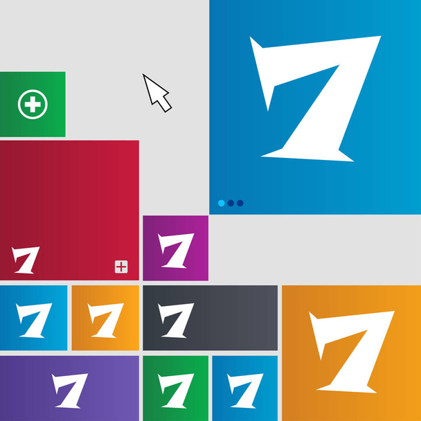 number seven icon sign. Set of coloured buttons. illustration - Foto, Imagen