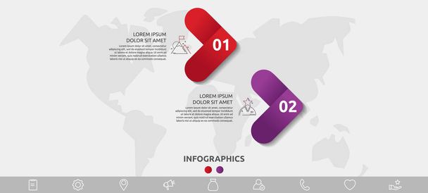Vector infographic template. Two arrows with icons. Business concept for diagrams, flowchart, timeline, marketing, presentation - Vector, Image