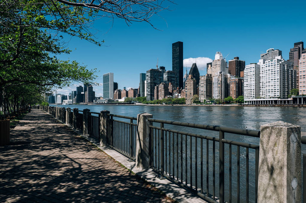 Midtown apartment buildings on east riverside view from Roosevel - 写真・画像