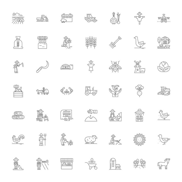 Kertészeti lineáris ikonok, jelek, szimbólumvektor vonal illusztrációs készlet - Vektor, kép