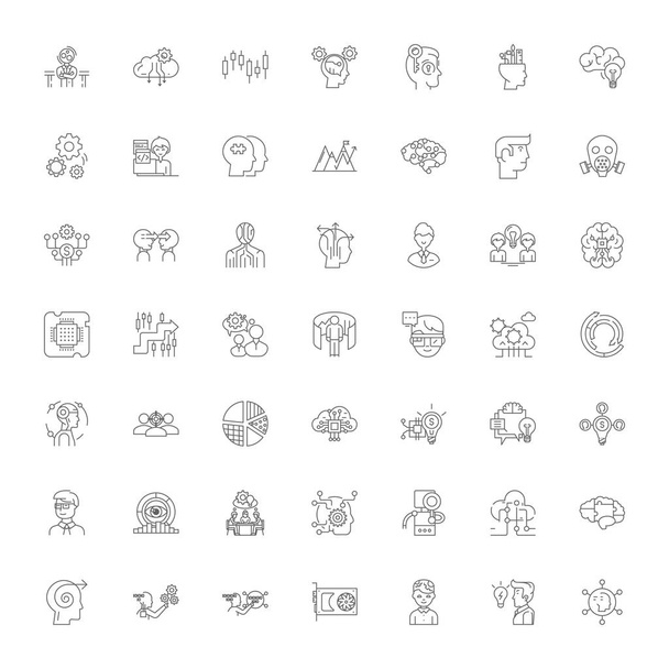 Lineare Symbole, Zeichen, Symbole, Vektorlinien-Illustrationsset der Digitaltechnologie - Vektor, Bild