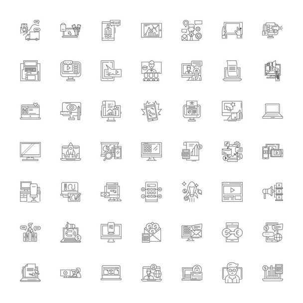 Business system linear icons, signs, symbols vector line illustration set - Vettoriali, immagini