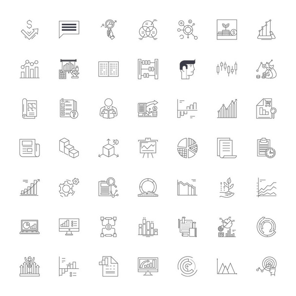 Charts linear icons, signs, symbols vector line illustration set - Vector, Image