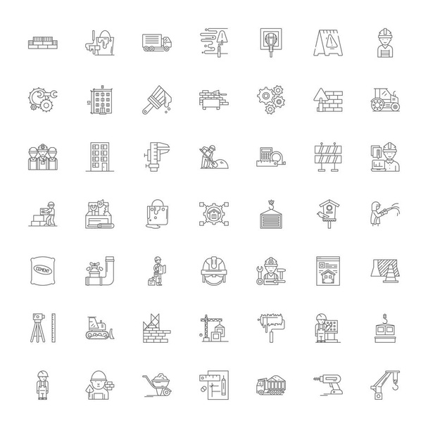 Construction linear icons, signs, symbols vector line illustration set - Vector, Image