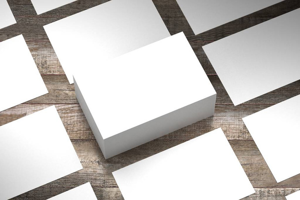 Businesscard (55x85mm) mockup, houten ondergrond - 3d rendering - Foto, afbeelding