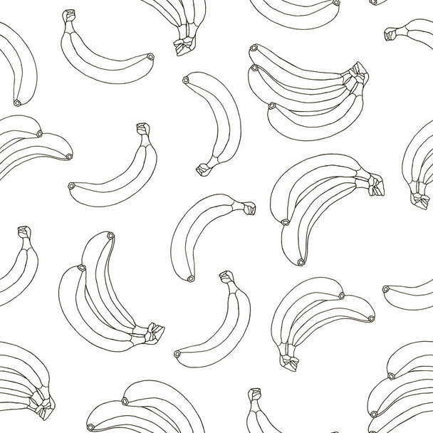 Zökkenőmentes minta kézzel húzott fekete banán elszigetelt fehér alapon - Fotó, kép