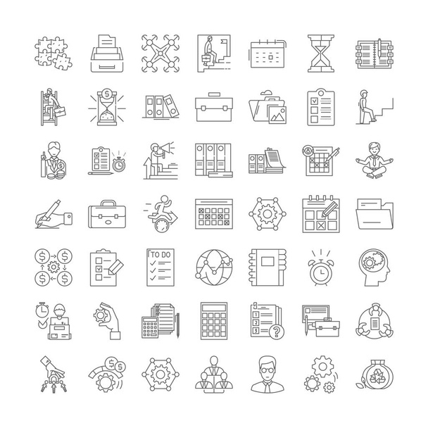 Organização estrutura ícones lineares, sinais, símbolos conjunto de ilustração linha vetorial
 - Vetor, Imagem