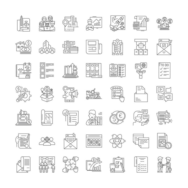 Programm linear icons, signs, symbols vector line illustration set - Vector, Image