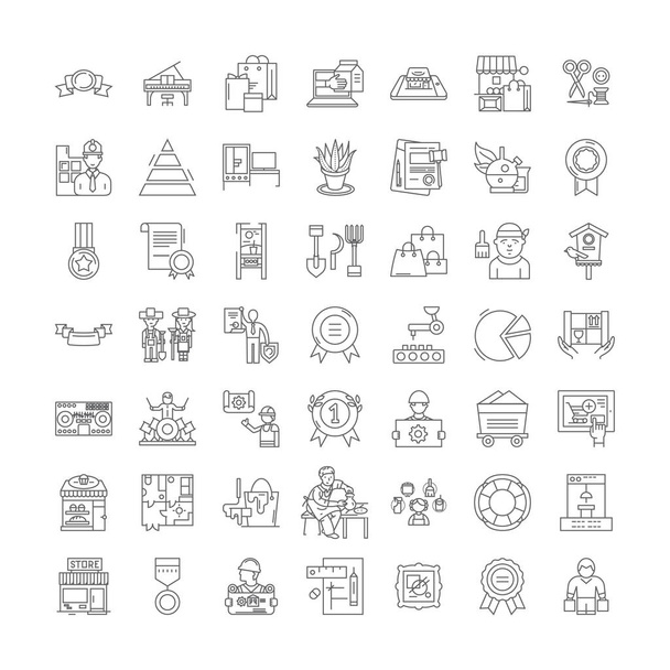 Quality control linear icons, signs, symbols vector line illustration set - Vector, Image