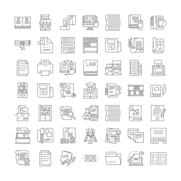 Writing linear icons, signs, symbols vector line illustration set - Vettoriali, immagini