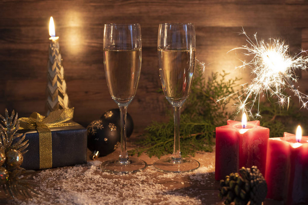 New years eve celebration background with champagne - Фото, зображення