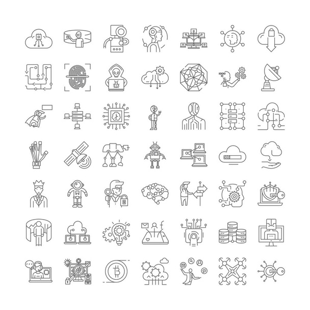 Virtual reality linear icons, signs, symbols vector line illustration set - Vector, Image