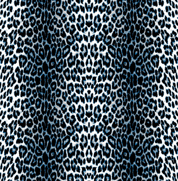 ヒョウの皮のパターン流行のファッションシームレスパターン。青い色の野生生物抽象デザイン. - 写真・画像