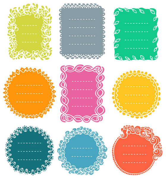 Set of doodle frames for bullet journal, notebook, diary, and planner isolated on white background.  - Vector, Imagen