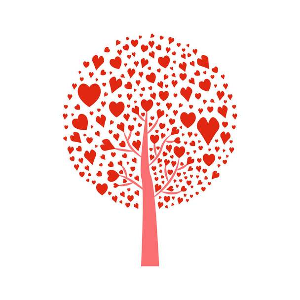 Valentine tree. leaf from hearts. Isolated on white background.  - ベクター画像