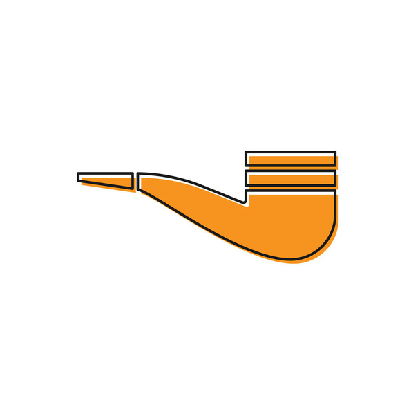 Πορτοκαλί πίπα καπνίσματος με εικονίδιο καπνού που απομονώνεται σε λευκό φόντο. Πίπα καπνού. Εικονογράφηση διανύσματος - Διάνυσμα, εικόνα