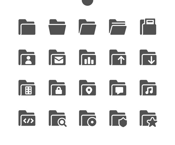 Folders v4 Ui Pixel Perfect Goed gemaakte Vector Solid Icons 48x48 Klaar voor 24x24 Grid voor Web Graphics en Apps. Eenvoudig minimaal Pictogram - Vector, afbeelding