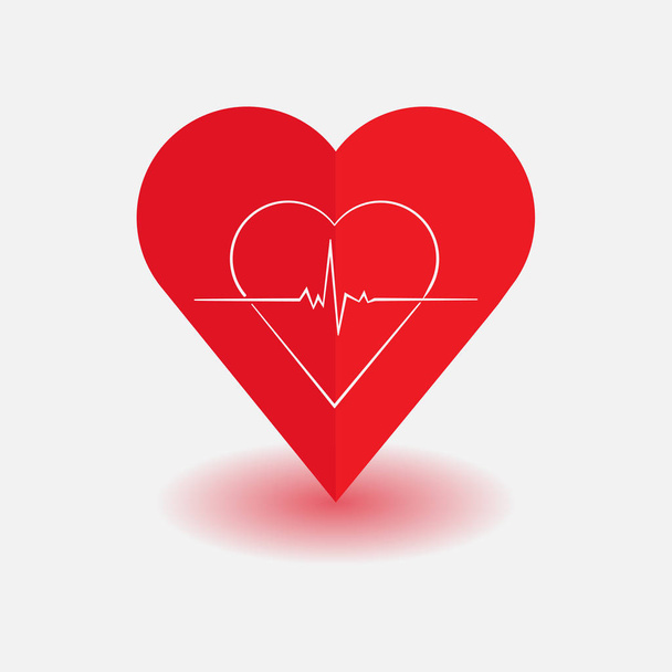 heart with cardiogram, heart rate, cardiogram measurement - Vettoriali, immagini