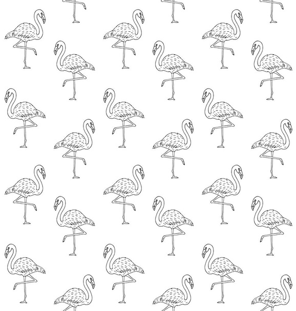 Vector seamless pattern of hand drawn sketch doodle flamingo isolated on white background - Вектор,изображение