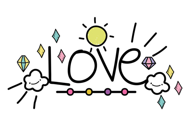 Diseño vectorial de palabras de amor aisladas - Vector, Imagen