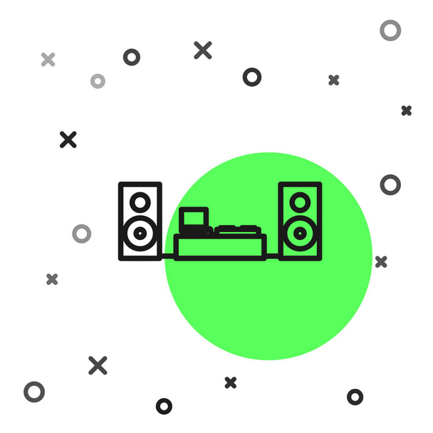 Fekete vonal Home sztereó két hangszóró ikon elszigetelt fehér háttérrel. Zenei rendszer. Vektorillusztráció - Vektor, kép