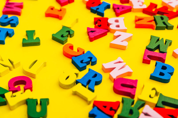 small colorful wooden letters - 写真・画像