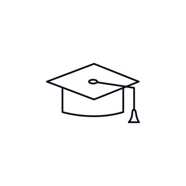 Isolated graduation cap line design - Vektori, kuva