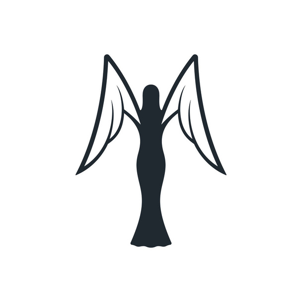 Черный ангел с белыми крыльями
 - Вектор,изображение