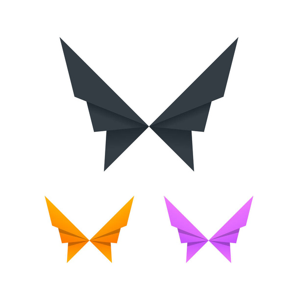 Papel corte mariposa alas iconos de colores
 - Vector, imagen
