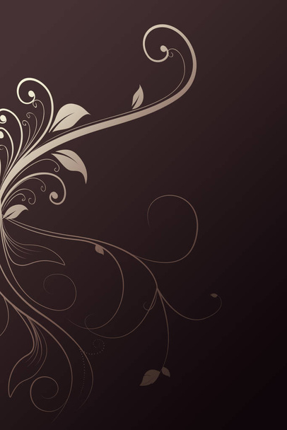 Elegant dark background with swirls and little flowers and space for your text - Photo, Image