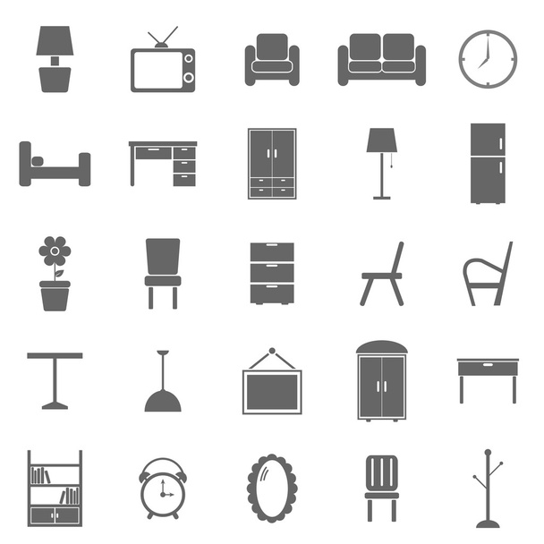 Furniture icons on white background - Vector, Image