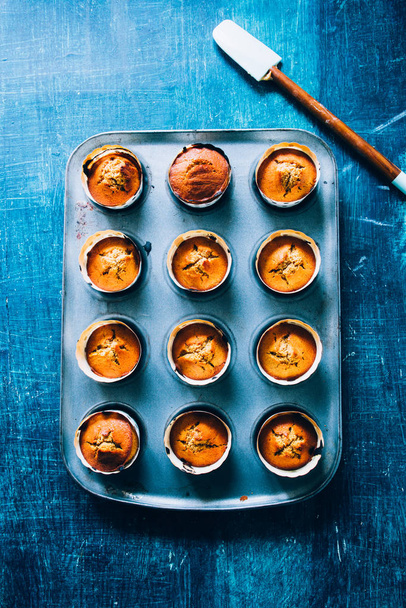 Freshly baked pumpkin's muffin  - Foto, afbeelding