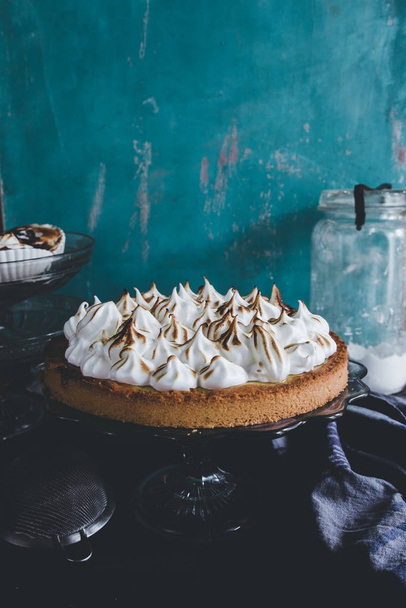 Lemon tart with french meringue caramelized on top - Photo, Image