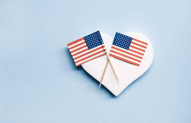 American flags and heart. - Фото, изображение