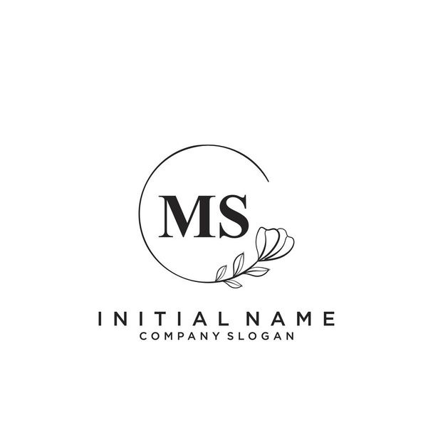 Letter MS Beauty Logo Template Vector - Vector, Image