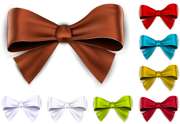 Satin color ribbons. Gift bows. - Vector, imagen