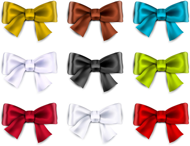 Satin color ribbons. Gift bows. - Vecteur, image