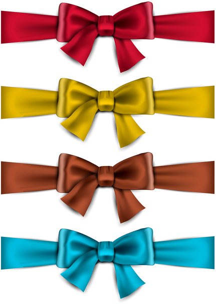 Satin color ribbons. Gift bows. - Vector, afbeelding