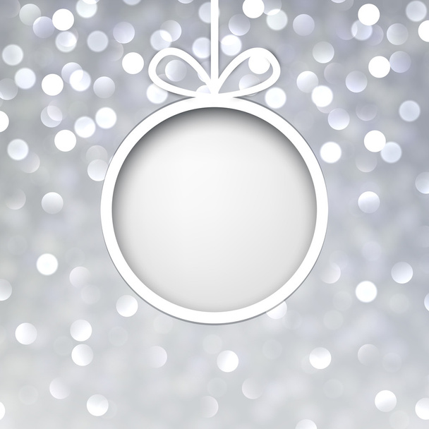 Silver christmas background with glass ball. - Vector, afbeelding