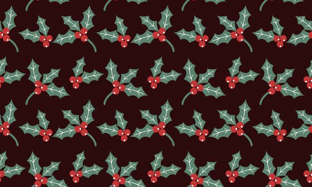 Όμορφη απρόσκοπτη Χριστούγεννα floral μοτίβο, φύλλο λουλούδι σχέδιο. - Διάνυσμα, εικόνα