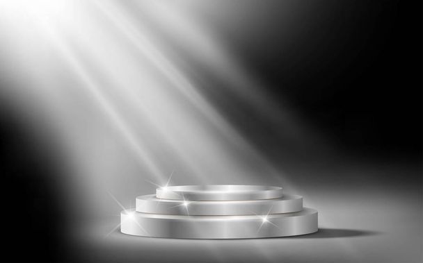 silver podium and white light in the studio room - Vector, Image