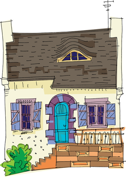 Vintage cottage - dessin animé
 - Vecteur, image