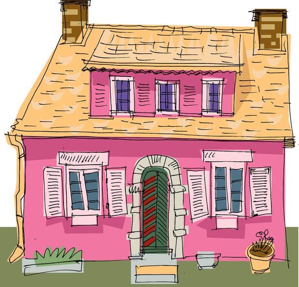 Винтажный дом - мультфильм
 - Вектор,изображение