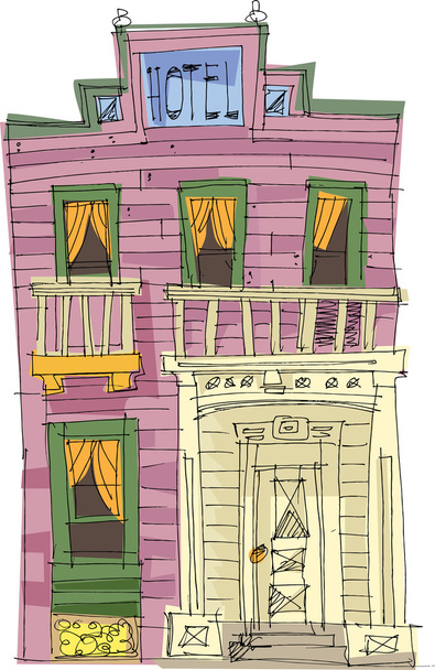 Западный винтажный отель - мультфильм
 - Вектор,изображение