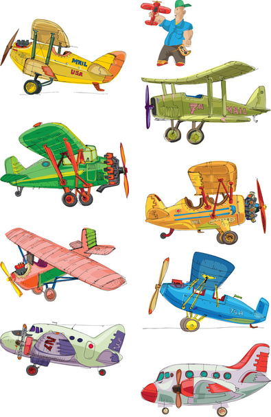 Set of vintage plane - Vector, Image